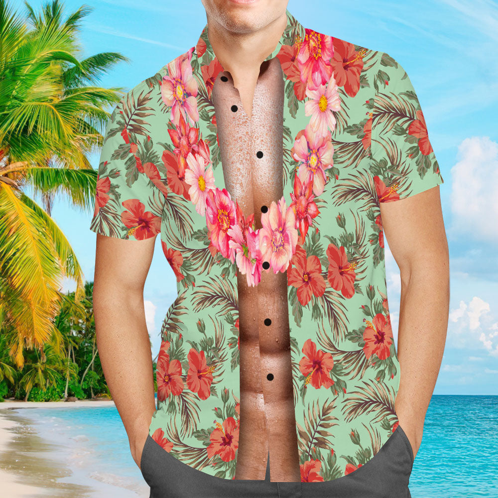 Custom Men Hawaiian Shirts Personalized Text Hawaiian Shirts for Him - Hawaiian Wreath