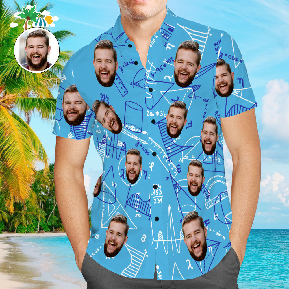 Custom Face Men's Proud To Be A Math Teacher Men's Hawaiian Shirt Best Gift For Teachers