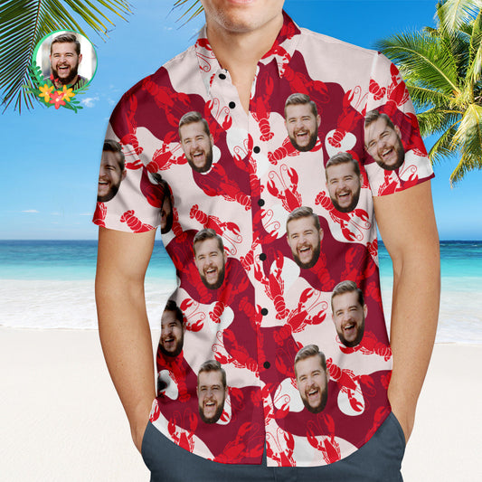 Custom Face Hawaiian Shirt Lobster Style Personalized Face Shirt