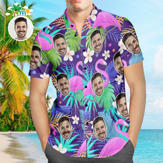 Custom Face Hawaiian Shirt Flamingo Rum Club Personalized Aloha Beach Shirt For Men