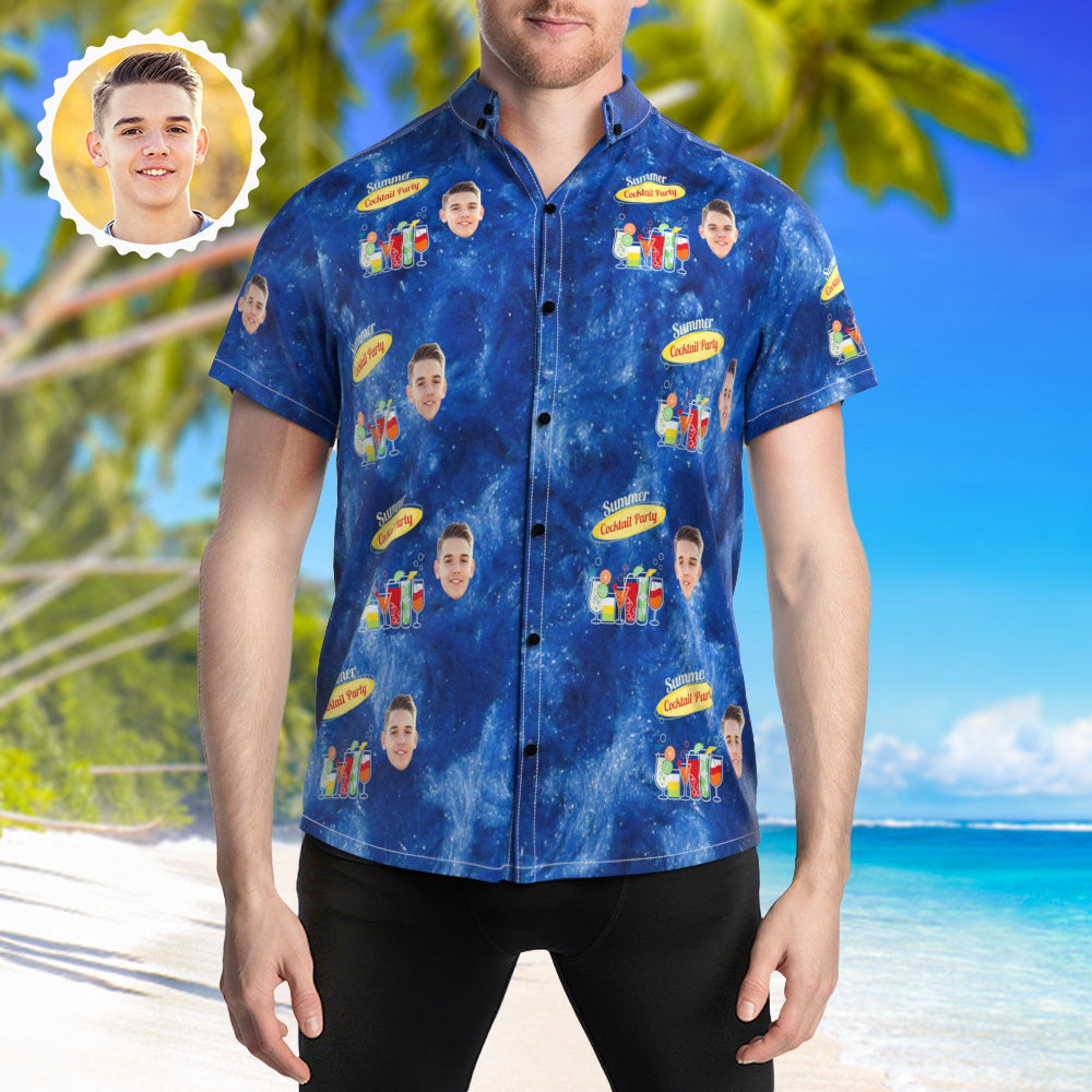 Custom Face Hawaiian Shirts Summer Cocktail Party Shirt Party Outfit