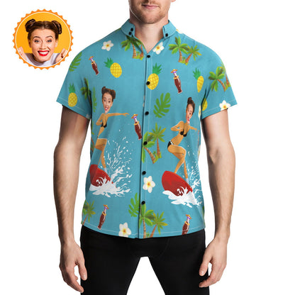 Surfing Hawaiian Shirts with Your Face Summer Hawaiian Shirt for Beach Party