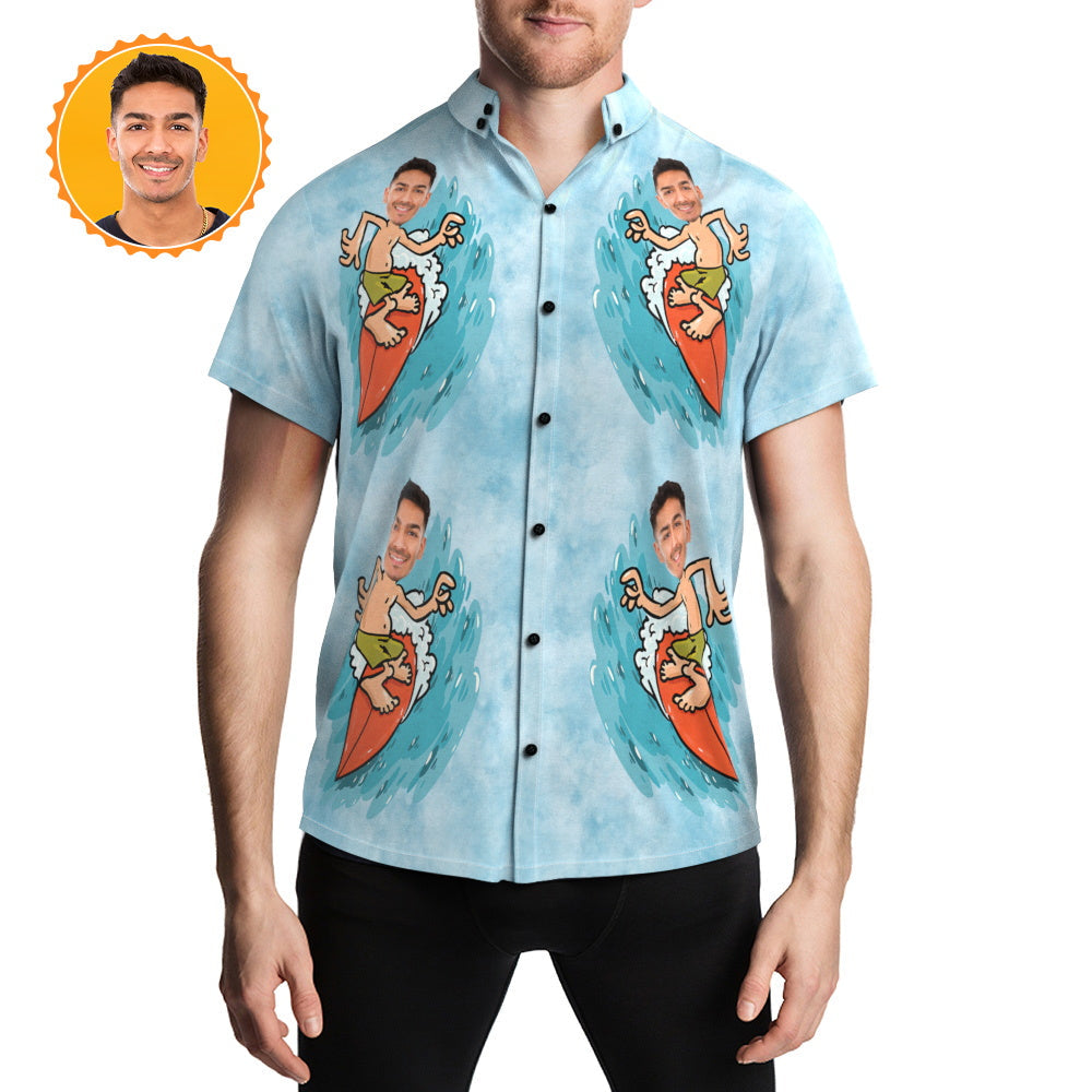 Custom Face Hawaiian Shirts Sea Surfing Shirt for Summer Party