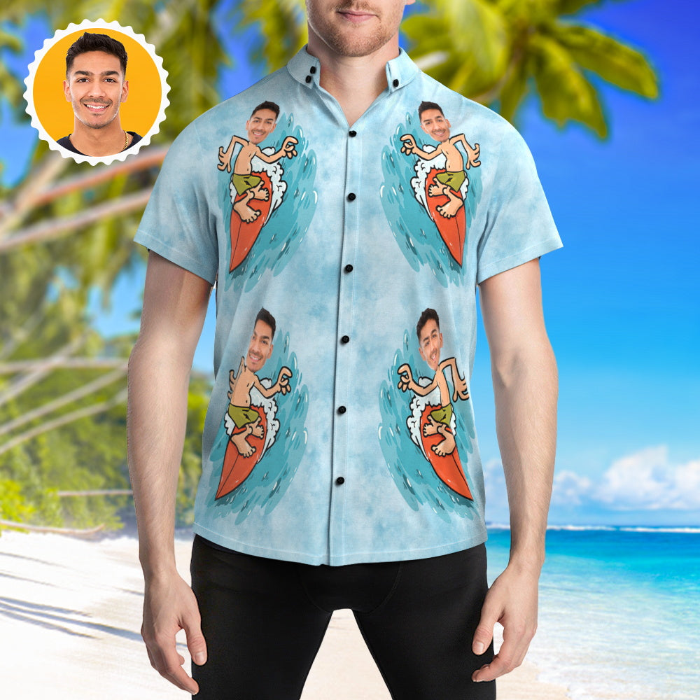 Custom Face Hawaiian Shirts Sea Surfing Shirt for Summer Party