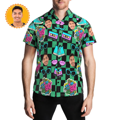 Retro Hawaiian Shirts 80's Music Party Hawaiian Shirt with Your Face