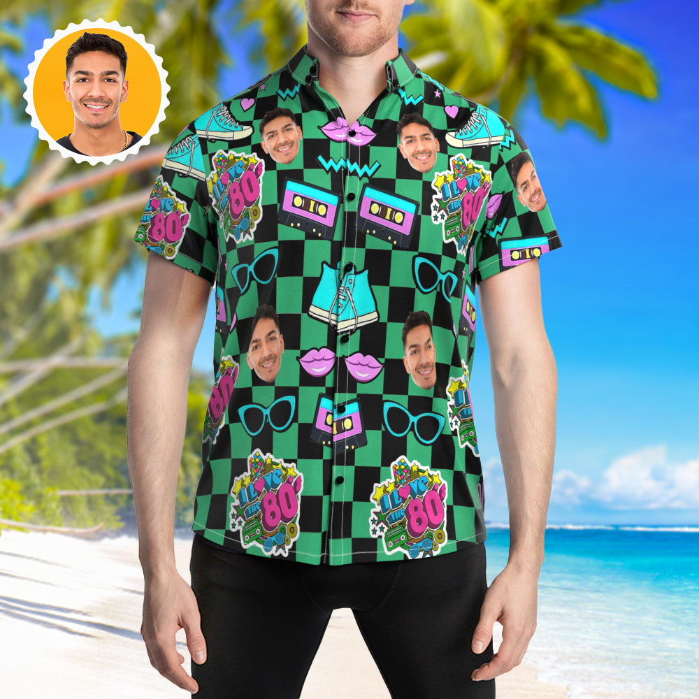 Retro Hawaiian Shirt 80's Music Party Hawaiian Shirt with Your Face