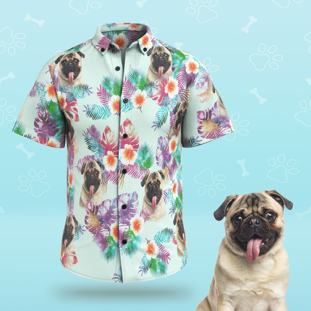 Custom Face Men Hawaiian Shirts Personalized Cute Dog Face for Pet Lover