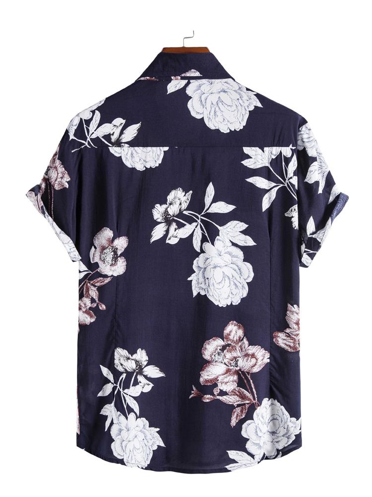 Hipster Rose Floral Printed Short Sleeve Shirt Hawaiian