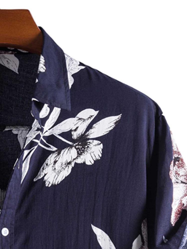 Hipster Rose Floral Printed Short Sleeve Shirt Hawaiian