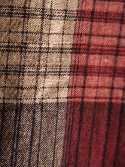 Mens Red Brown Plaid Check Short Sleeve Shirt Hawaiian