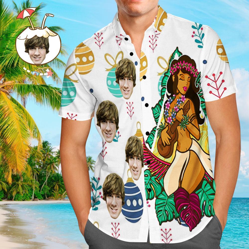 Custom Face Shirt Personalised Photo Men's Hawaiian Shirt Christmas Gift - Hawaiian Girl