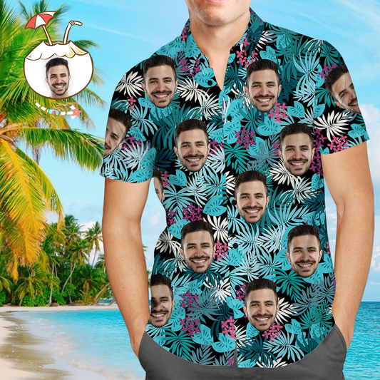 Custom Face On Shirt Hawaiian Shirt Flower and Parrot