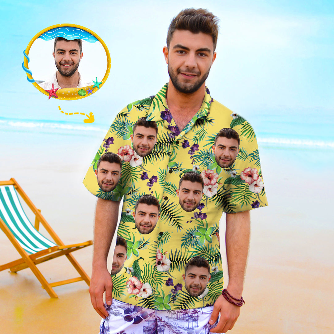 Custom Photo Hawaiian Shirt Parent-child Wears Personalised Face Hawaiian Shirt Gift Fashion Apparel