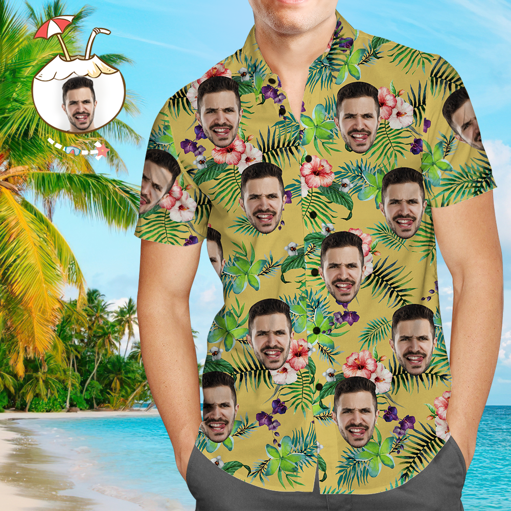 Custom Face On Shirt Hawaiian Shirt Beer and Cheers