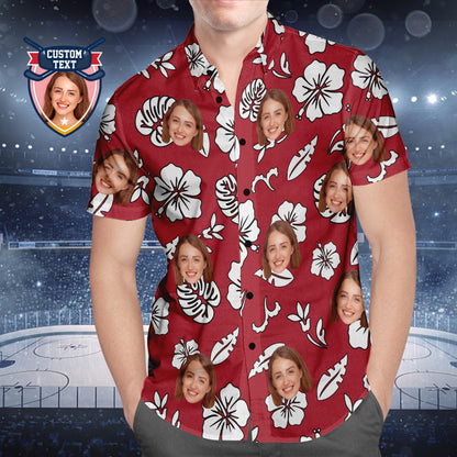 Custom Printed Hawaiian Shirt for Fans Personalised Face and Text Hawaiian Shirt Gift for fans - White Flowers Design