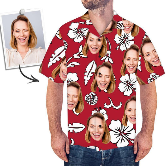 Photo Hawaiian Shirts Uk Red Shirt Flowers And Leaves Christmas Gifts