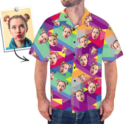 Hawaiian Shirt With Face Summer Color Stitching Christmas Gifts