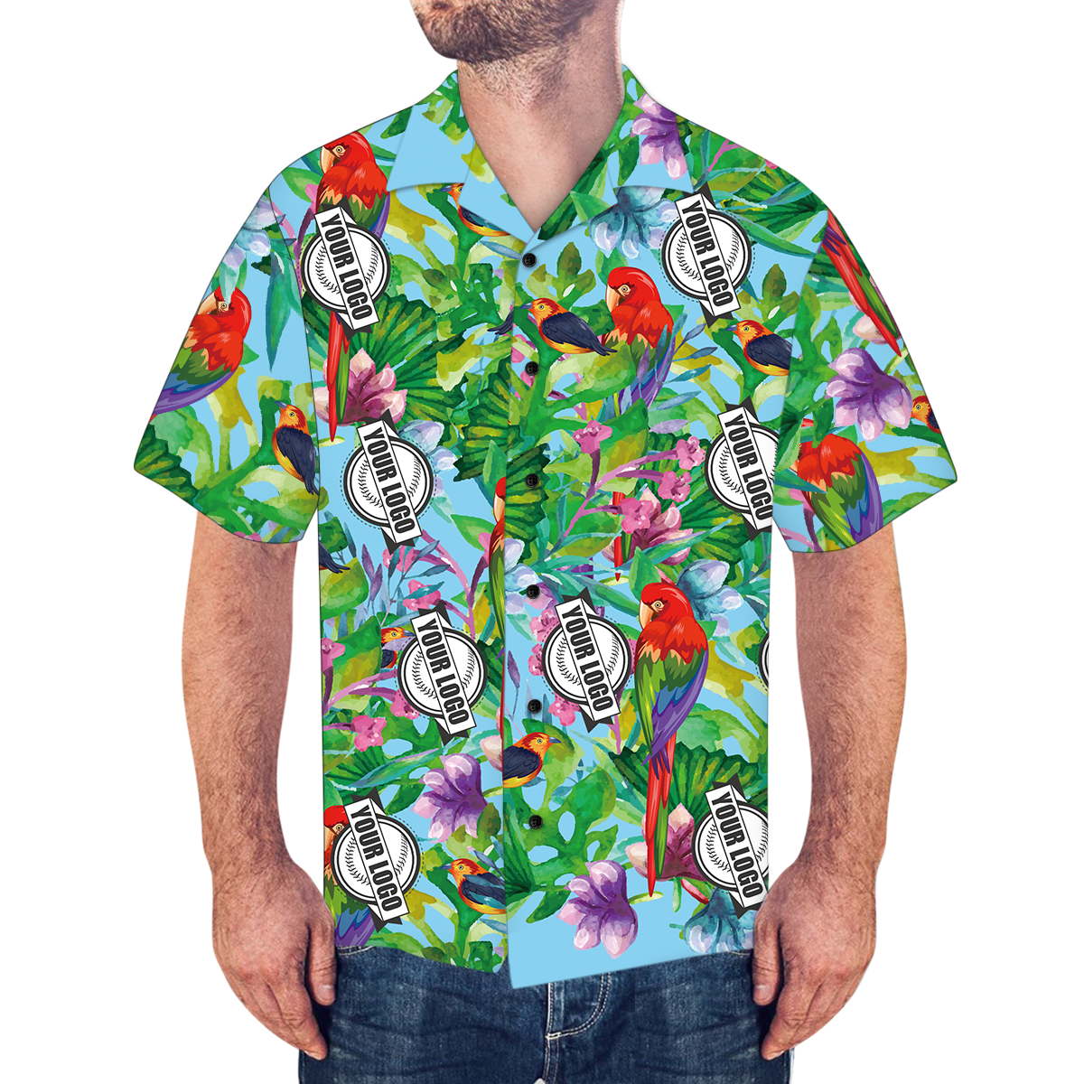 Custom Hawaiian Shirts Colorful Parrot Personalised Aloha Beach Shirt For Men