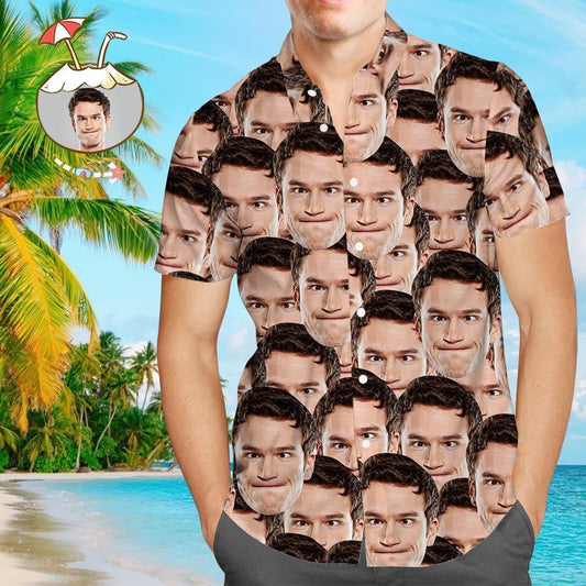 Mens Custom Face Shirt Hawaiian Short Sleeve Mash