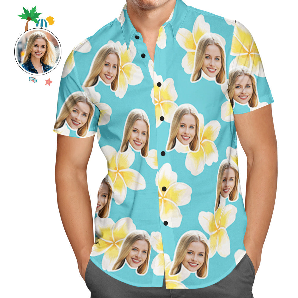 Custom Face Hawaiian Shirts Tropical Beach Shirt Floral Shirt Gift for Men