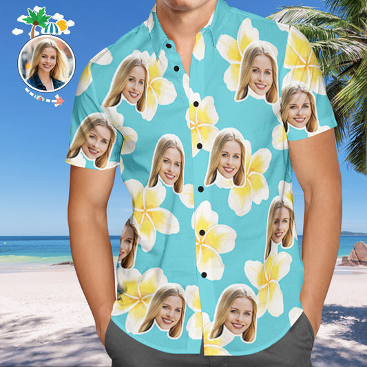 Custom Face Hawaiian Shirts Tropical Beach Shirt Floral Shirt Gift for Men