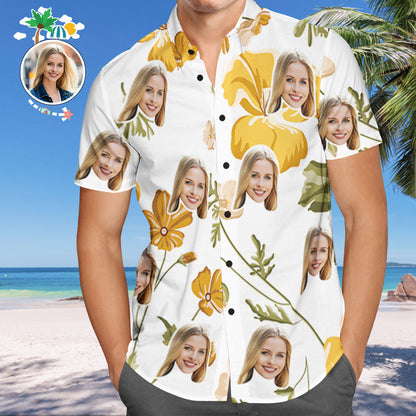 Custom Face Hawaiian Shirts Tropical Beach Shirt Fashion Floral Shirt Gift for Men