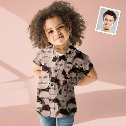 Custom Photo Hawaiian Shirt Parent-child Wears Personalised Face Hawaiian Shirt Gift Face Mash