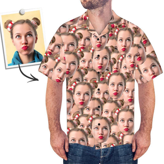Custom Face Shirt Men's Hawaiian Shirt Face Mash