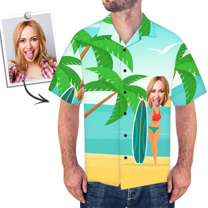 Custom Face On Shirt Hawaiian Black Pineapple