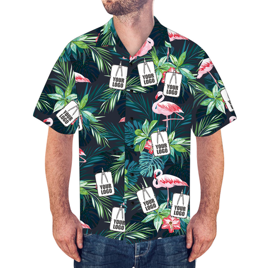 Custom Logo Shirt Mens Hawaiian Flamingo Flower | Unique Beach