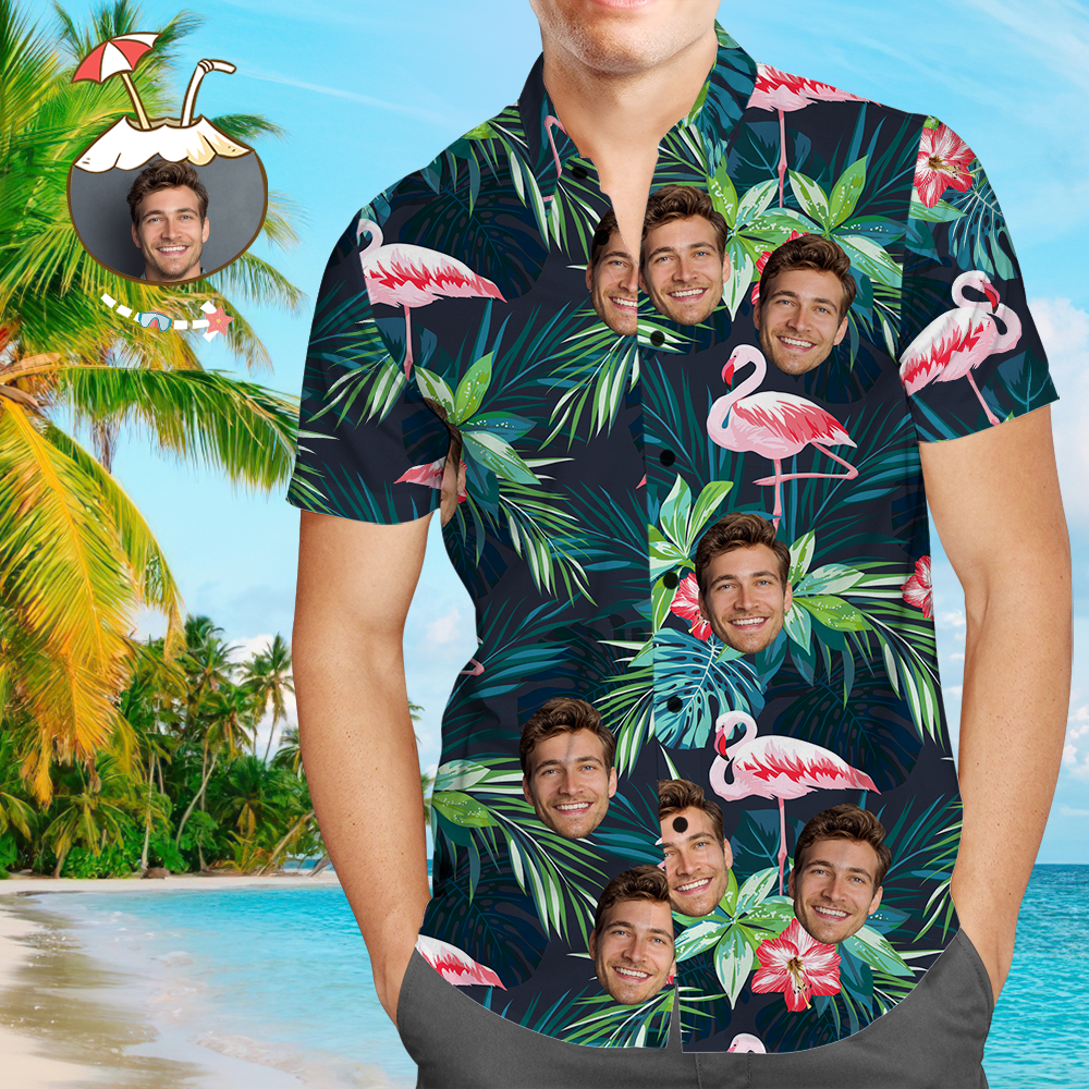 Custom Hawaiian Shirts Colorful Flamingo Aloha Beach Shirt For Men