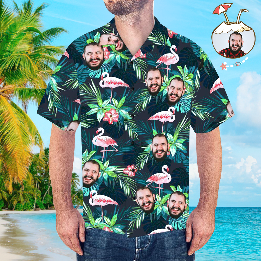 Shirt Mens Hawaiian Flamingo Flower