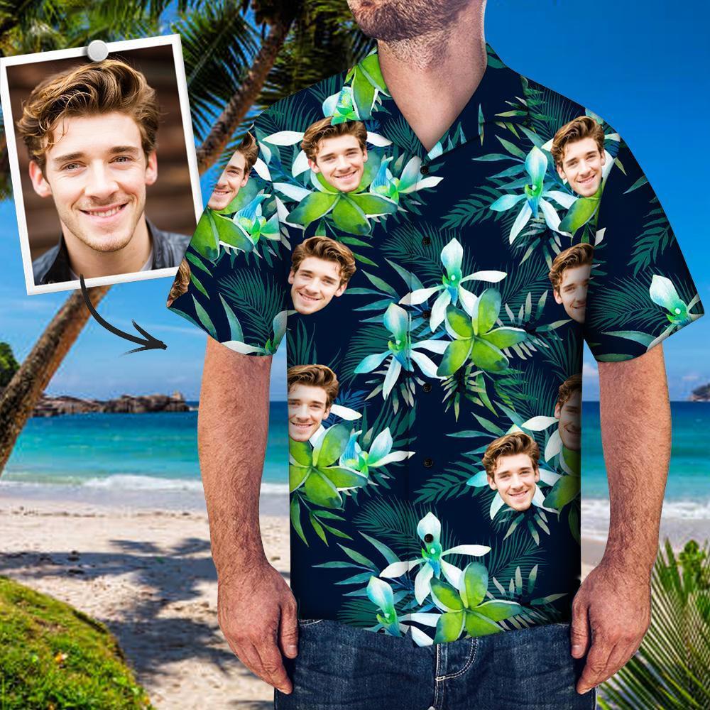 Custom Face Shirt Men S All Over Print Hawaiian Shirt Sea And Dolphin