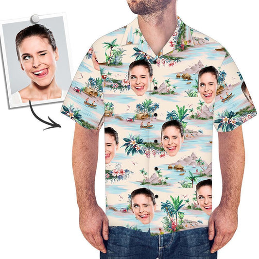 Hawaiian Shirt With Face All Over Print With Landscape Patter Christmas Gifts