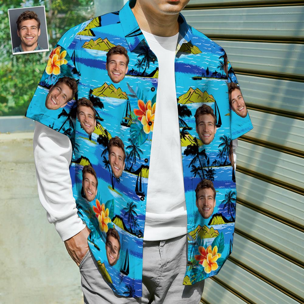 Vice City Custom Face with Text Hawaiian Shirt Men's Gang Style