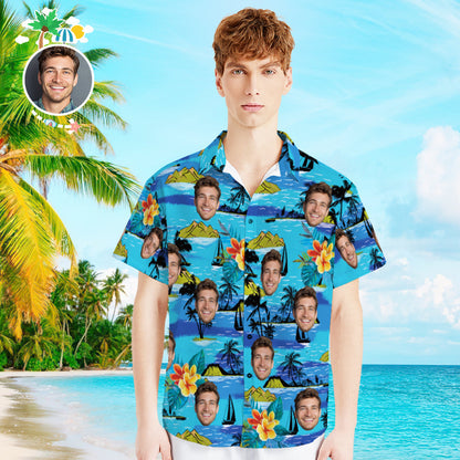 Custom Photo Hawaiian Shirt Parent-child Wears Personalised Face Hawaiian Shirt Gift Vice City