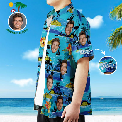 Vice City Custom Face with Text Hawaiian Shirt Men's Gang Style