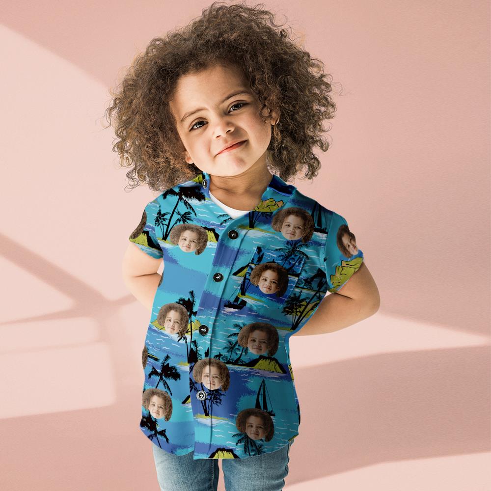 Custom Photo Hawaiian Shirt Parent-child Wears Personalised Face Hawaiian Shirt Gift Vice City