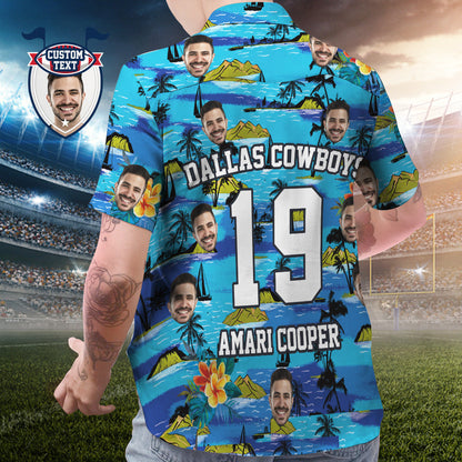 Custom Printed Hawaiian Shirt for Fans Personalised Face and Text Hawaiian Shirt Gift for fans - Mountains Design