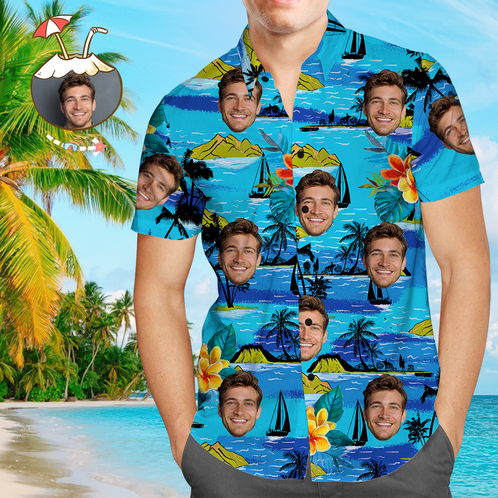 Vice City Custom Face with Text Hawaiian Shirt Men's Gang Style