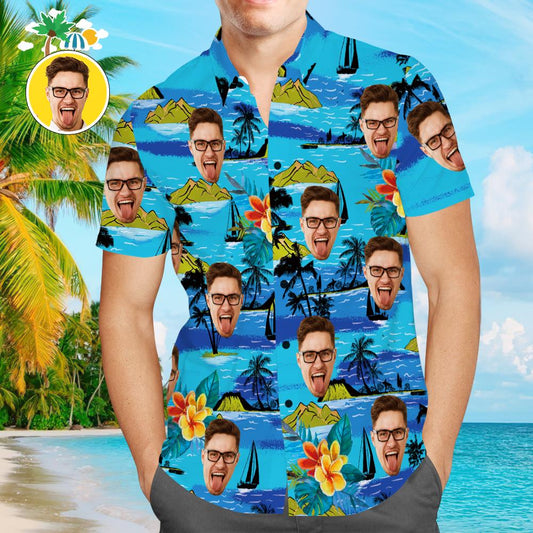 Vice City Custom Face with Text Hawaiian Shirt Men's Gang Style