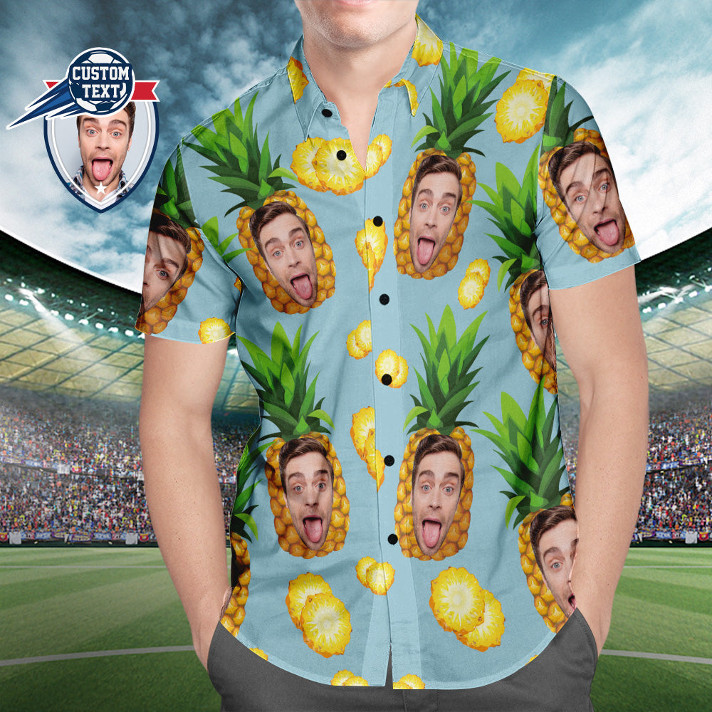 Custom Printed Hawaiian Shirt for Fans Personalised Face and Text Hawaiian Shirt Gift for fans - Funny Pineapple