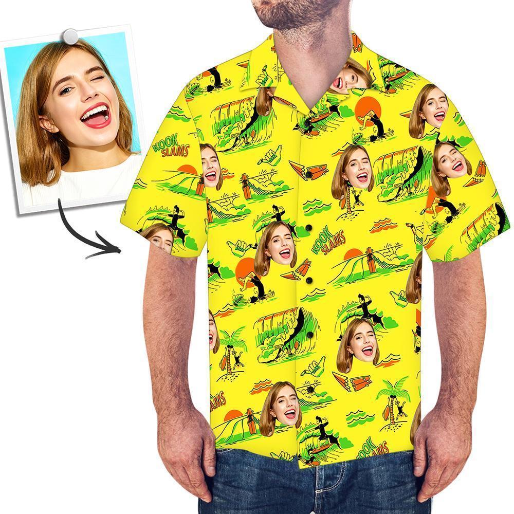 Custom Face Hawaiian Shirt Surfing