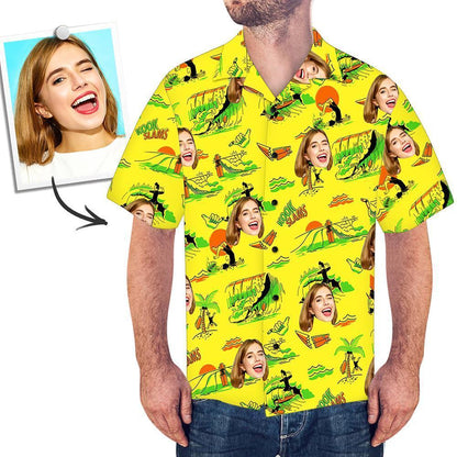 Custom Face Shirt Mens Hawaiian Surfing
