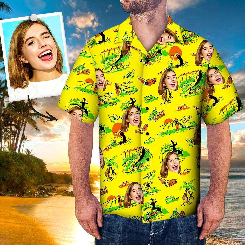 Custom Face Hawaiian Shirt Surfing