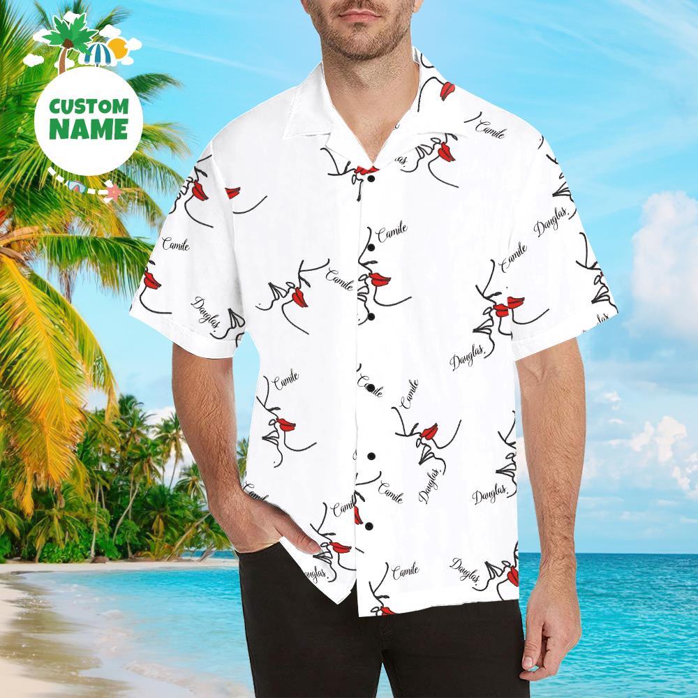 Custom Hawaiian Shirts Line Drawing Aloha Beach Shirt For Men