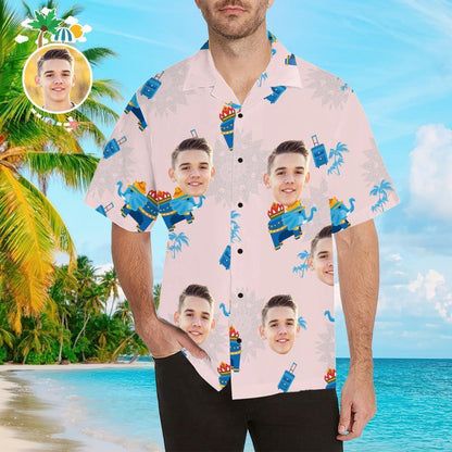 Custom Face Shirt Personalized Photo Mens Hawaiian Cute Anime Elephant