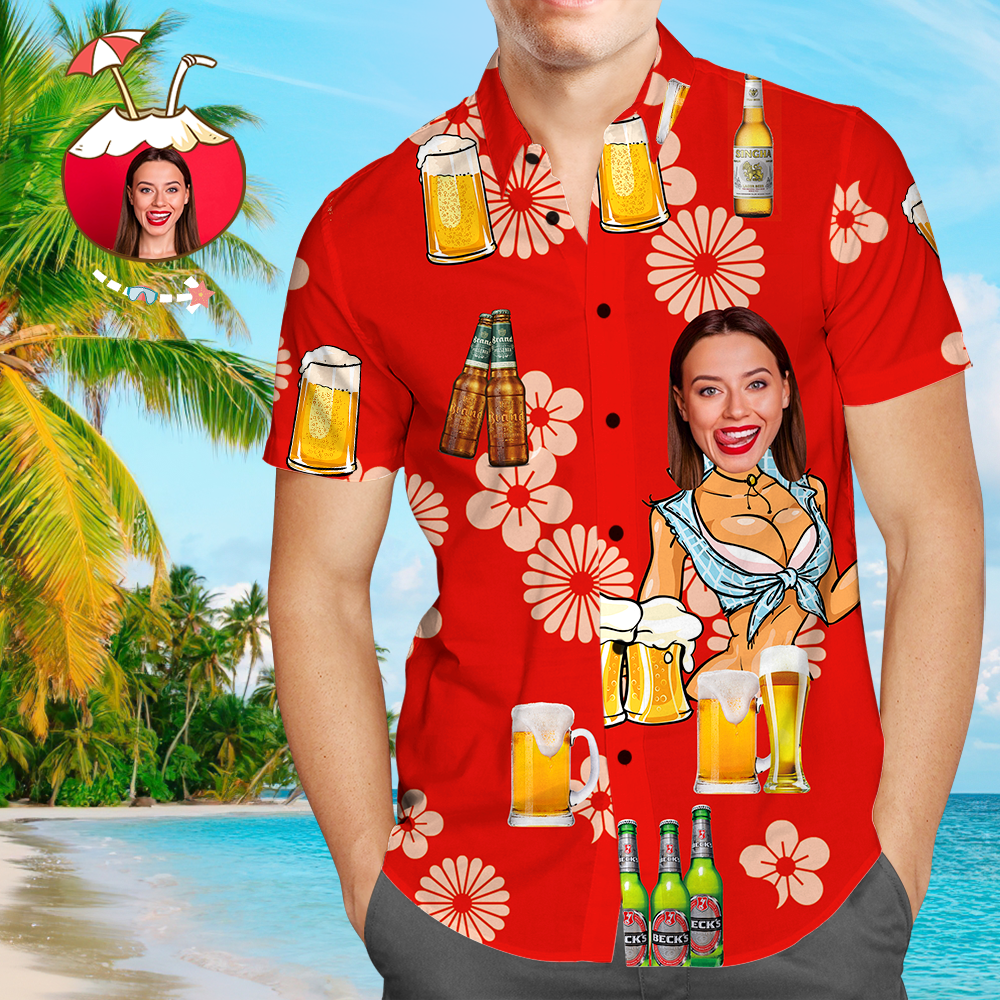 Custom Hawaiian Shirts Funny Girlfriend Personalised Aloha Beach Shirt For Men