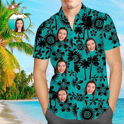 Custom Face Shirt Mens Hawaiian Sea Turtle