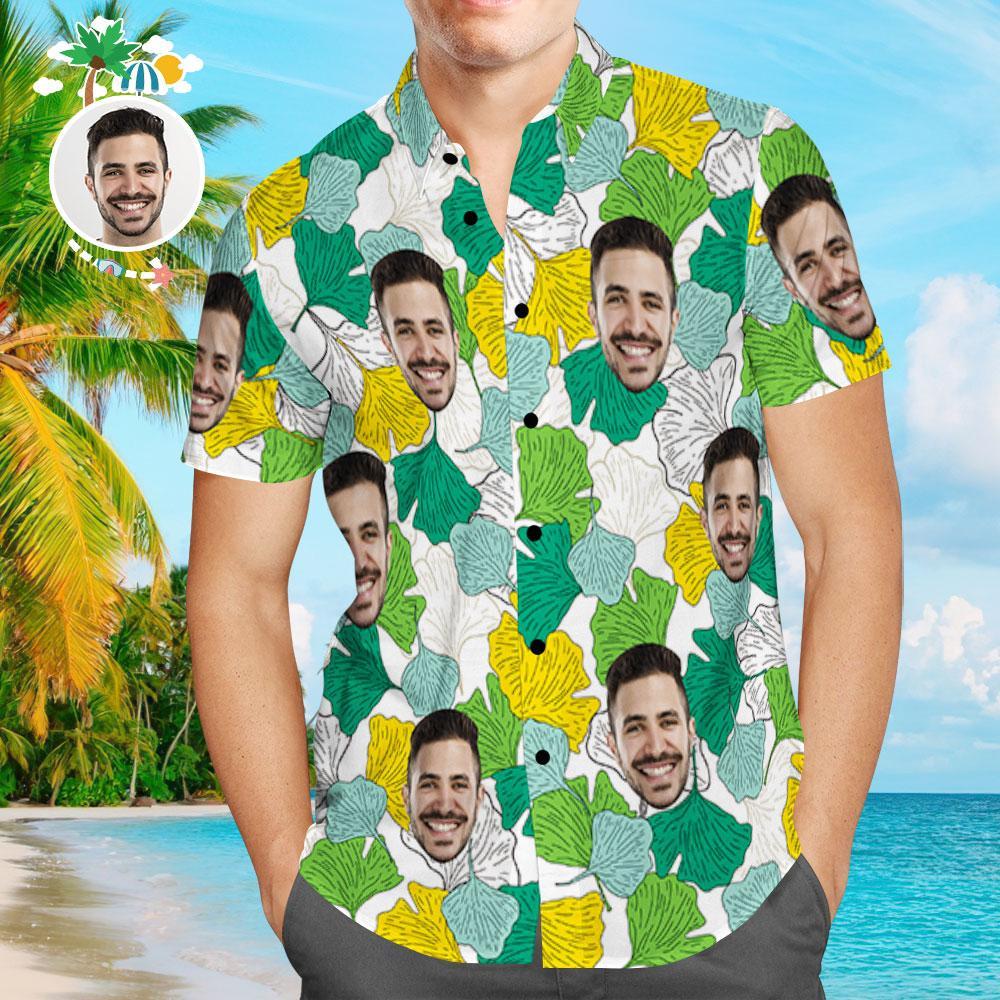 Custom Hawaiian Shirts Leaves Aloha Beach Shirt For Men